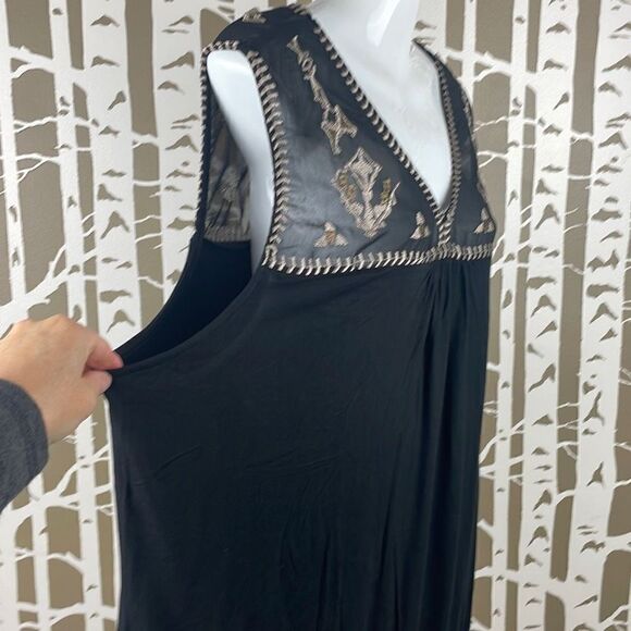 Boho Metallic Embroidered Sheer Shoulder Sleeveless Top 3X - Picture 2 of 8